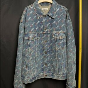 Authentic Balenciaga Patterned Blue Denim Jacket